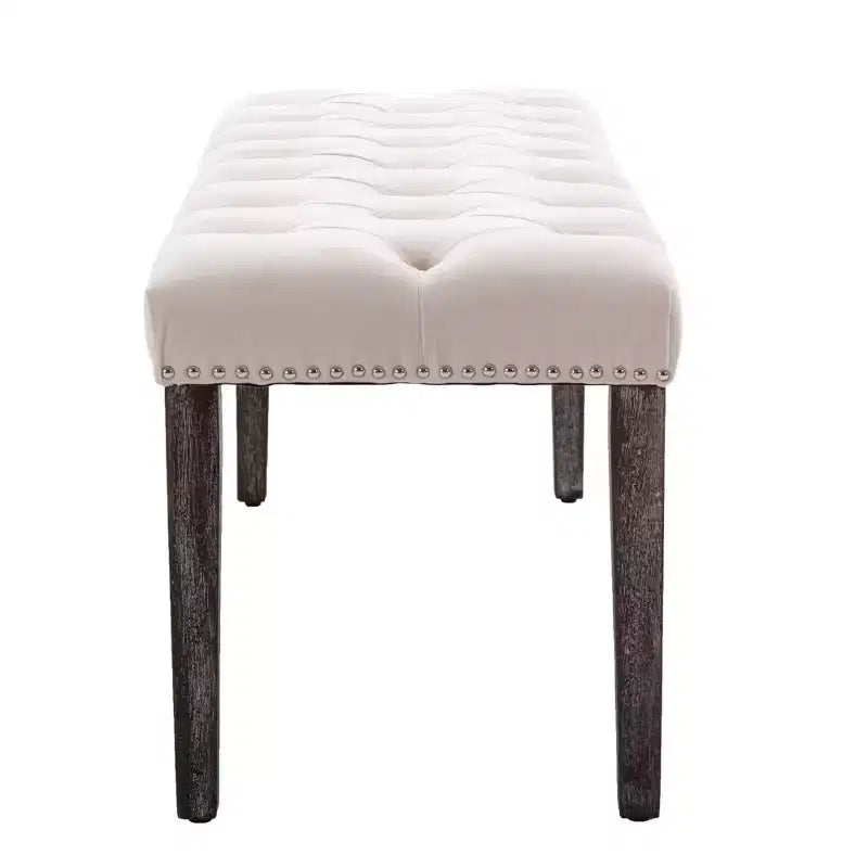 TUYOHW 45.2 Banc Ottomane Moderne en Velours avec Capitonnage, Banc d'entrée Rectangulaire Rembourré avec Pieds en Bois, Banc à Chaussures pour Salon, Chambre à Coucher