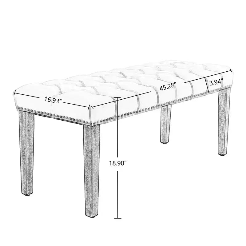 TUYOHW 45.2 Banc Ottomane Moderne en Velours avec Capitonnage, Banc d'entrée Rectangulaire Rembourré avec Pieds en Bois, Banc à Chaussures pour Salon, Chambre à Coucher