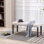 TUYOHW 45.2 Banc Ottomane Moderne en Velours avec Capitonnage, Banc d'entrée Rectangulaire Rembourré avec Pieds en Bois, Banc à Chaussures pour Salon, Chambre à Coucher