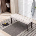 TUYOHW 45.2 Banc Ottomane Moderne en Velours avec Capitonnage, Banc d'entrée Rectangulaire Rembourré avec Pieds en Bois, Banc à Chaussures pour Salon, Chambre à Coucher