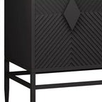 Buffet de rangement moderne de 80 cm avec 2 portes et pieds en métal, serveur en bois à 2 niveaux pour salle à manger ou entrée