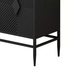 Buffet de rangement moderne de 80 cm avec 2 portes et pieds en métal, serveur en bois à 2 niveaux pour salle à manger ou entrée