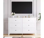 Commode à 6 tiroirs pour chambre à coucher, grande commode de 54 pouces de large avec tiroirs profonds et poignées en métal, commodes modernes en bois pour entrée, couloir