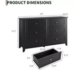 Commode à 6 tiroirs pour chambre à coucher, grande commode de 54 pouces de large avec tiroirs profonds et poignées en métal, commodes modernes en bois pour entrée, couloir