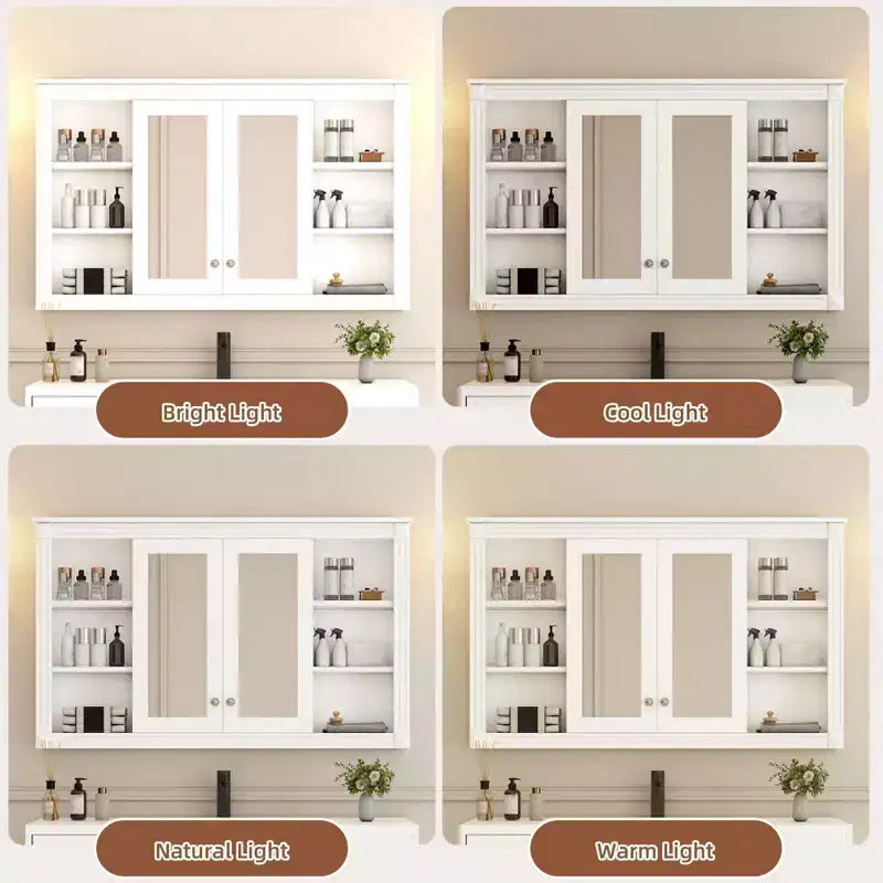 Meuble haut de salle de bain de 47 pouces, Armoire à pharmacie murale avec miroir et étagères ouvertes, Armoire de rangement flottante au-dessus des toilettes pour salle de bain