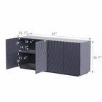 59 Buffet de buffet latéral en spirale moderne, meuble de rangement d'entrée d'art à profil bas avec portes texturées à ondulations 3D - Panipeachy