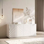 59 Buffet de buffet latéral en spirale moderne, meuble de rangement d'entrée d'art à profil bas avec portes texturées à ondulations 3D - Panipeachy