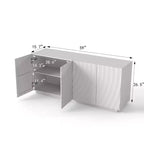 59 Buffet de buffet latéral en spirale moderne, meuble de rangement d'entrée d'art à profil bas avec portes texturées à ondulations 3D - Panipeachy