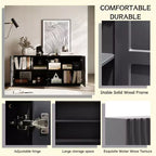 59 Buffet de buffet latéral en spirale moderne, meuble de rangement d'entrée d'art à profil bas avec portes texturées à ondulations 3D - Panipeachy