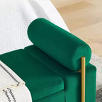 Okak Banc de Rangement Élégant avec Accoudoirs Cylindriques, Banc Rembourré Bout de Lit avec Pieds en Fer, Banc d'Entrée pour Salon, Chambre à Coucher