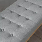 Banc d'entrée moderne Okak avec cadre en bois, pouf repose-pieds avec siège rembourré, banc de bout de lit pour salon, chambre à coucher
