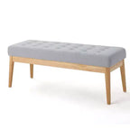 Banc d'entrée moderne Okak avec cadre en bois, pouf repose-pieds avec siège rembourré, banc de bout de lit pour salon, chambre à coucher