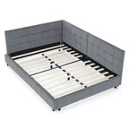 Cadre de lit capitonné pleine grandeur MAYEERTY avec dossier confortable et accoudoirs pour chambre à coucher ou salon, gris