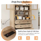 Armoire de rangement de cuisine GDFStudio Waylon avec prise de courant, 3 tiroirs et étagères réglables