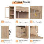 Armoire de rangement de cuisine GDFStudio Waylon avec prise de courant, 3 tiroirs et étagères réglables