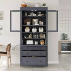 Armoire de rangement de cuisine GDFStudio Waylon avec prise de courant, 3 tiroirs et étagères réglables