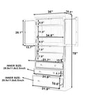 Armoire de rangement de cuisine GDFStudio Waylon avec prise de courant, 3 tiroirs et étagères réglables