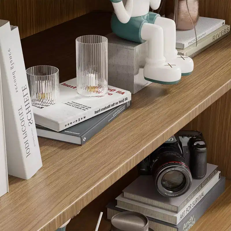 93 meubles de rangement multimédia combinés en grain de bois noir avec étagères réglables et 2 portes vitrées pour salon et chambre