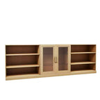 93 meubles de rangement multimédia combinés en grain de bois noir avec étagères réglables et 2 portes vitrées pour salon et chambre
