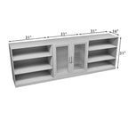 93 meubles de rangement multimédia combinés en grain de bois noir avec étagères réglables et 2 portes vitrées pour salon et chambre