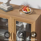 93 meubles de rangement multimédia combinés en grain de bois noir avec étagères réglables et 2 portes vitrées pour salon et chambre