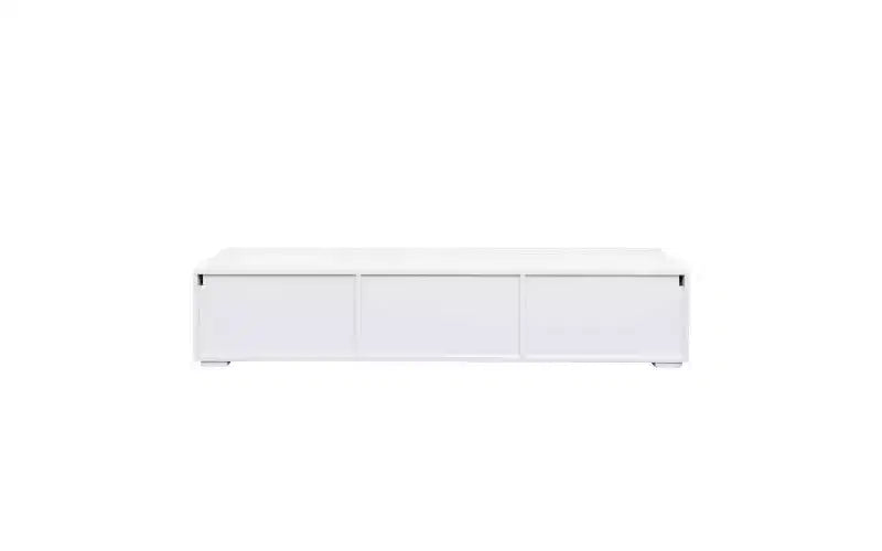 Meuble TV moderne JVNOXK de 160 cm avec portes abattantes, meuble média avec rangement, adapté au salon, blanc