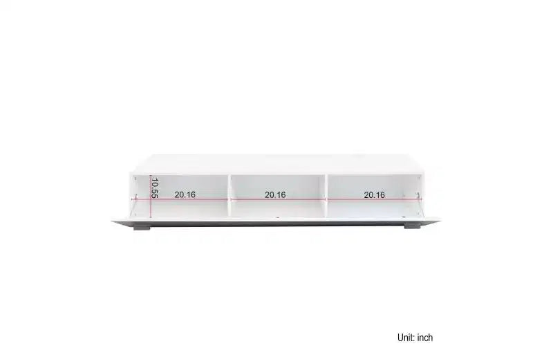 Meuble TV moderne JVNOXK de 160 cm avec portes abattantes, meuble média avec rangement, adapté au salon, blanc