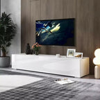 Meuble TV moderne JVNOXK de 160 cm avec portes abattantes, meuble média avec rangement, adapté au salon, blanc