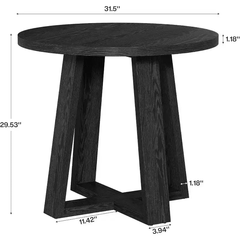 Table de conférence ronde Lantine de 31,5 pouces pour 2-4 personnes, petit bureau de réunion en bois avec base robuste pour petits espaces, rustique de ferme