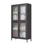 Vitrine en verre avec porte vitrée, 4 étagères réglables, armoire de présentation haute, bibliothèque pour maison, bureau, garde-manger