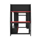 Lit mezzanine de jeu en bois avec bureau LED, lit mezzanine de jeu deux places/complet avec étagères de rangement et tringle à vêtements