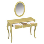 Table de maquillage de luxe Whisen, coiffeuse à 3 tiroirs, console élégante avec miroir ovale