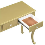 Table de maquillage de luxe Whisen, coiffeuse à 3 tiroirs, console élégante avec miroir ovale