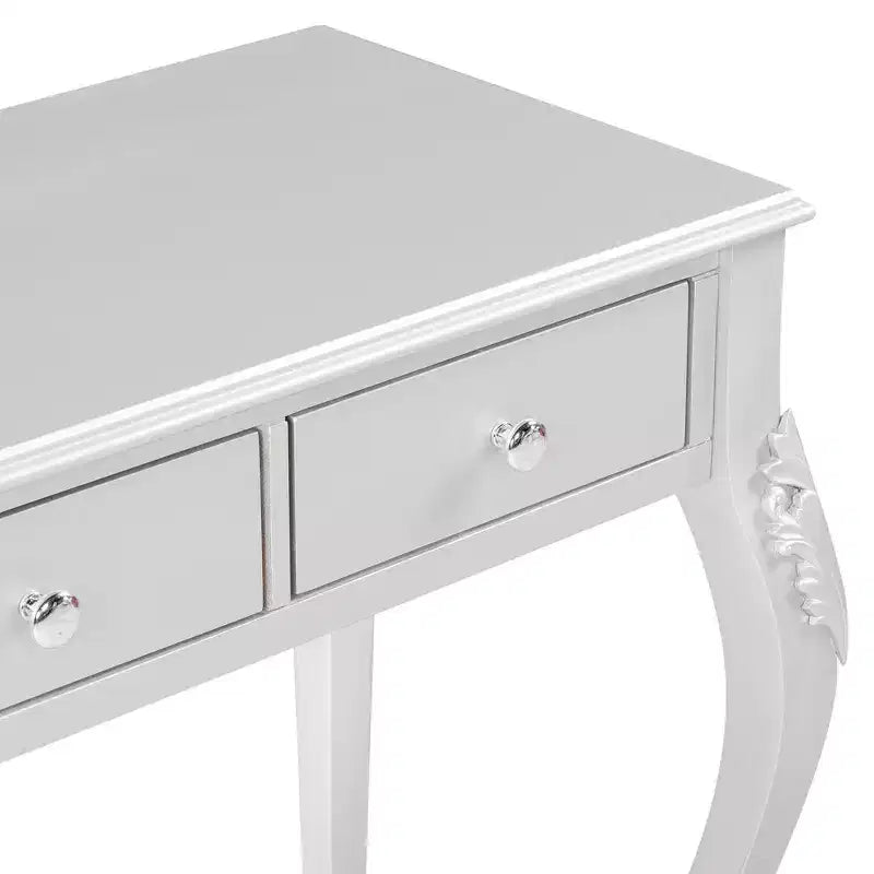 Table de maquillage de luxe Whisen, coiffeuse à 3 tiroirs, console élégante avec miroir ovale