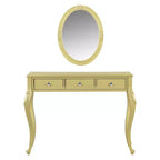 Table de maquillage de luxe Whisen, coiffeuse à 3 tiroirs, console élégante avec miroir ovale