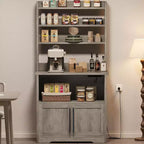 Étagère de boulangerie de ferme, support de micro-ondes avec armoire, armoire de garde-manger de cuisine, armoire de bar à café de cuisine pour épices, vaisselle et casseroles
