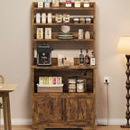 Étagère de boulangerie de ferme, support de micro-ondes avec armoire, armoire de garde-manger de cuisine, armoire de bar à café de cuisine pour épices, vaisselle et casseroles