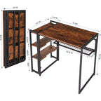 Bureau d'ordinateur pliable de 89 cm avec étagère de rangement | Table compacte sans assemblage | Pour bureau à domicile, chambre, dortoir, appartement