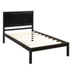 Lit plate-forme double, cadre de lit moderne en pin avec tête de lit, support à lattes en bois, pas besoin de sommier tapissier, pour chambre à coucher