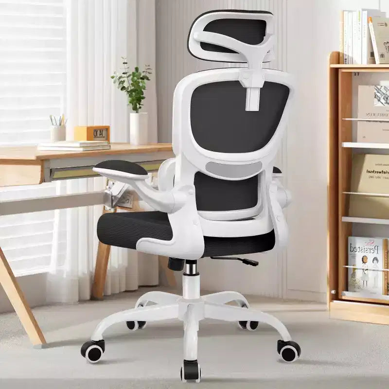 Chaise ergonomique en maille respirante KERDOM avec support lombaire, accoudoirs relevables, chaise de bureau gamer pour la maison ou le bureau