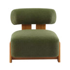 Fauteuil d'appoint moderne en bouclette avec dossier roulé, structure en bois massif, assise capitonnée pour salon, chambre ou bureau-Panipeachy