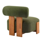 Fauteuil d'appoint moderne en bouclette avec dossier roulé, structure en bois massif, assise capitonnée pour salon, chambre ou bureau-Panipeachy