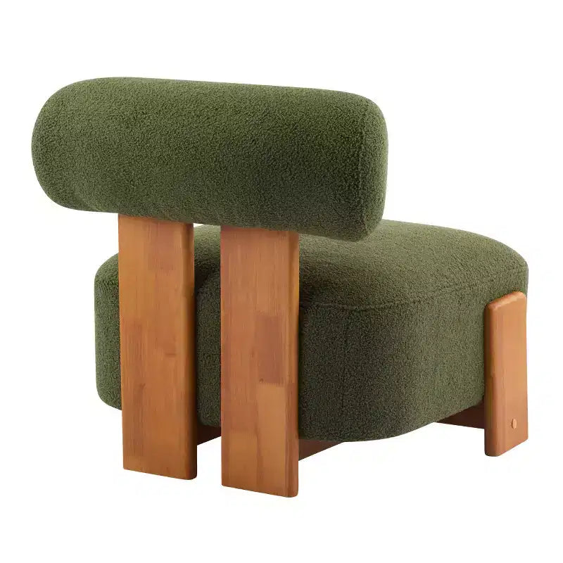 Fauteuil d'appoint moderne en bouclette avec dossier roulé, structure en bois massif, assise capitonnée pour salon, chambre ou bureau-Panipeachy