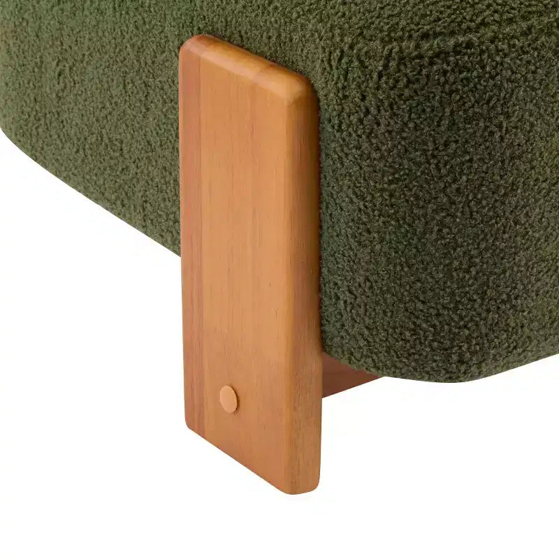 Fauteuil d'appoint moderne en bouclette avec dossier roulé, structure en bois massif, assise capitonnée pour salon, chambre ou bureau-Panipeachy