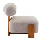 Fauteuil d'appoint moderne en bouclette avec dossier roulé, structure en bois massif, assise capitonnée pour salon, chambre ou bureau-Panipeachy
