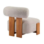 Fauteuil d'appoint moderne en bouclette avec dossier roulé, structure en bois massif, assise capitonnée pour salon, chambre ou bureau-Panipeachy