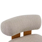 Fauteuil d'appoint moderne en bouclette avec dossier roulé, structure en bois massif, assise capitonnée pour salon, chambre ou bureau-Panipeachy