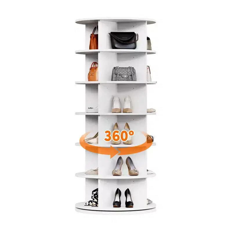 COZONY Meuble à Chaussures Rotatif à 360° - Tour de Rangement Verticale à 6 Niveaux, Grande Capacité pour Chaussures et Accessoires