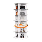 COZONY Meuble à Chaussures Rotatif à 360° - Tour de Rangement Verticale à 6 Niveaux, Grande Capacité pour Chaussures et Accessoires