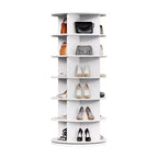 COZONY Meuble à Chaussures Rotatif à 360° - Tour de Rangement Verticale à 6 Niveaux, Grande Capacité pour Chaussures et Accessoires
